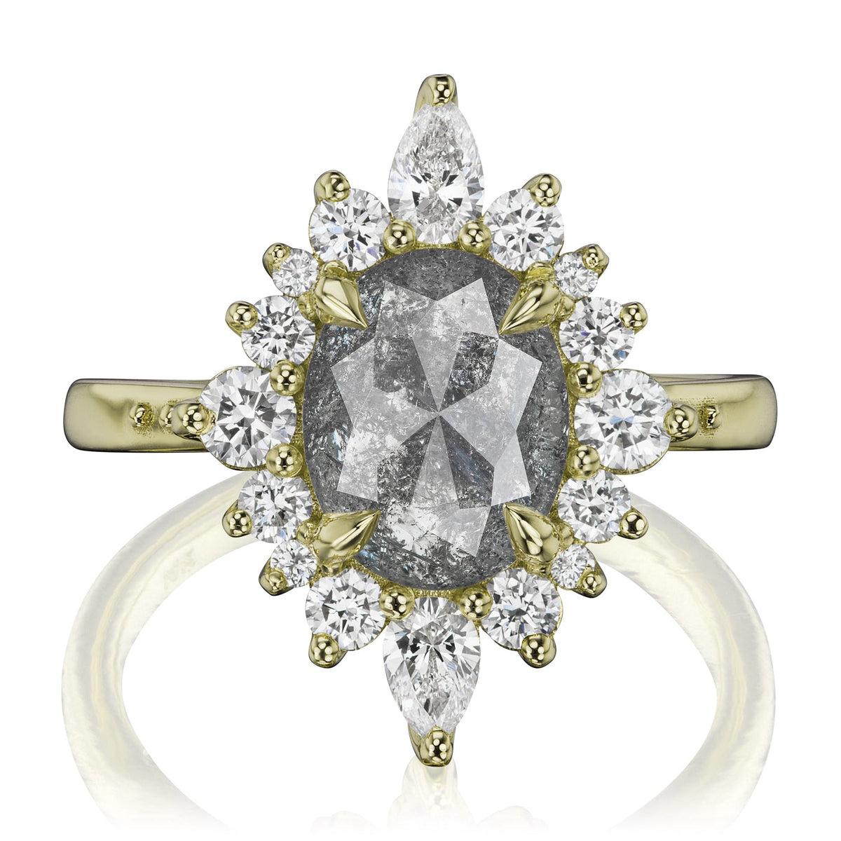 ・ANIKA・Build Your Own: Oval Salt + Pepper Diamond Halo (1.93ctw - 2.72ctw+)