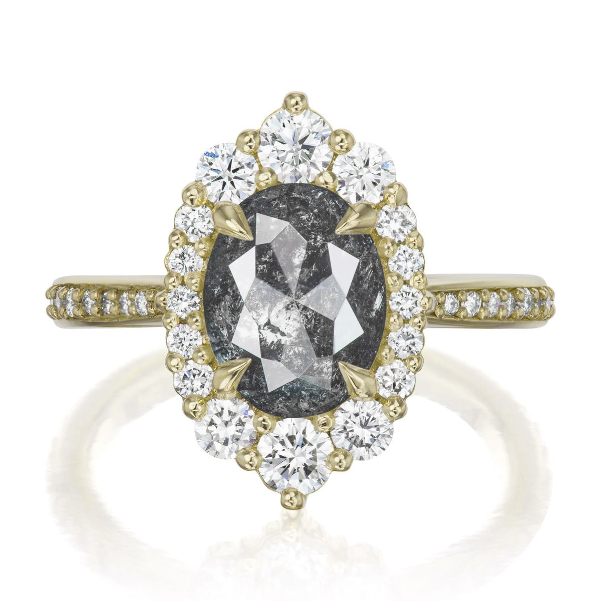 ・SOFIA・Build Your Own: Oval Salt + Pepper Diamond Halo (1.83ctw - 2.62ctw+)