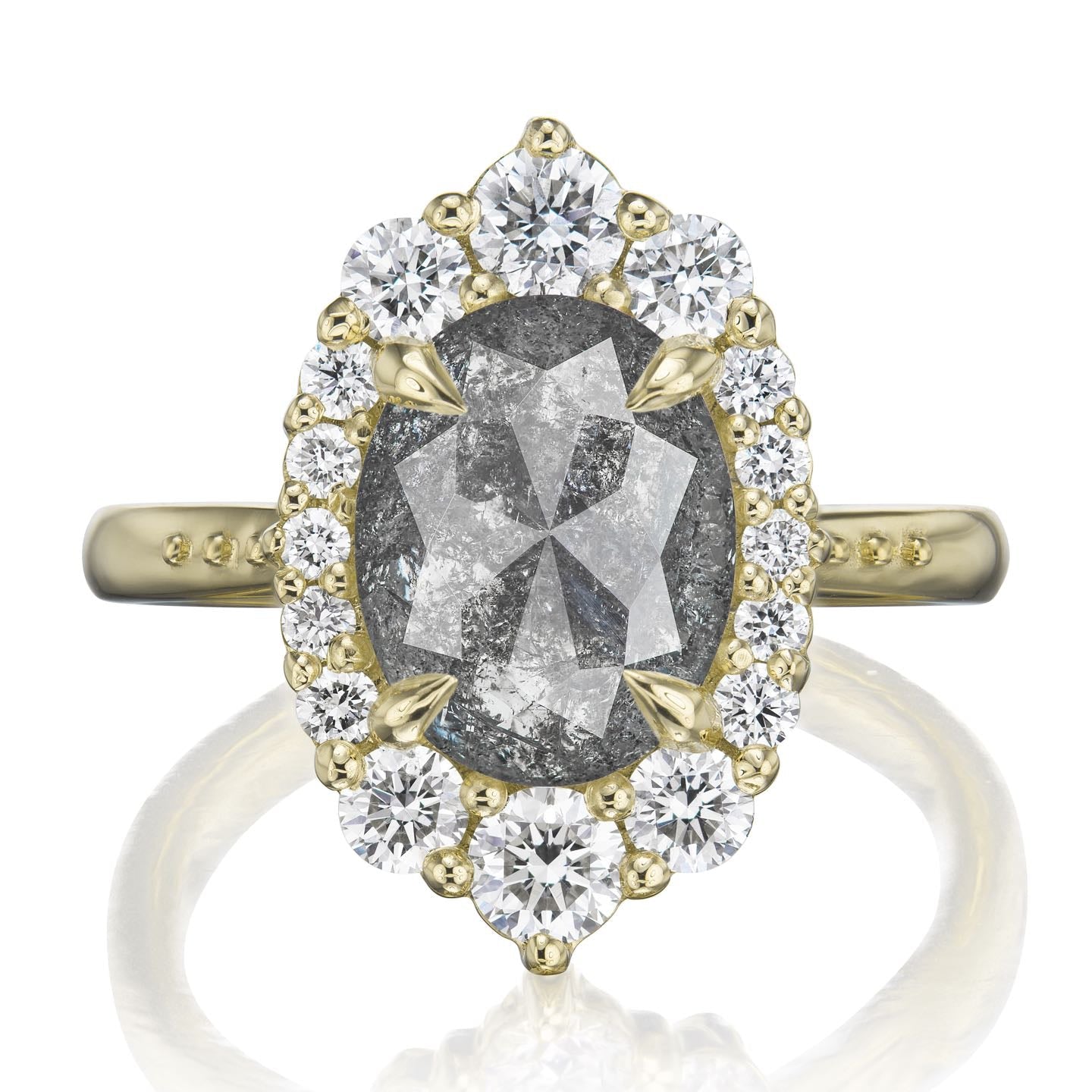 ・SOFIA・Build Your Own: Oval Salt + Pepper Diamond Halo (1.83ctw - 2.62ctw+)