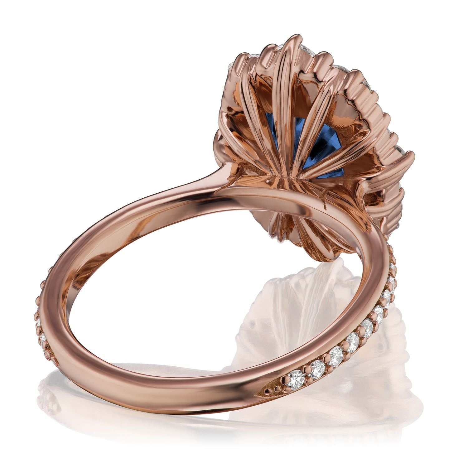 ・ADELINE・Radiant Cut Blue Sapphire Center, Diamond Halo (3.38ctw+)
