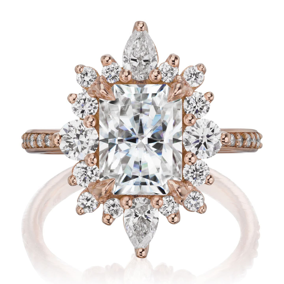 ・TALIA・Radiant Moissanite Center, Diamond Halo (3.55ctw+)