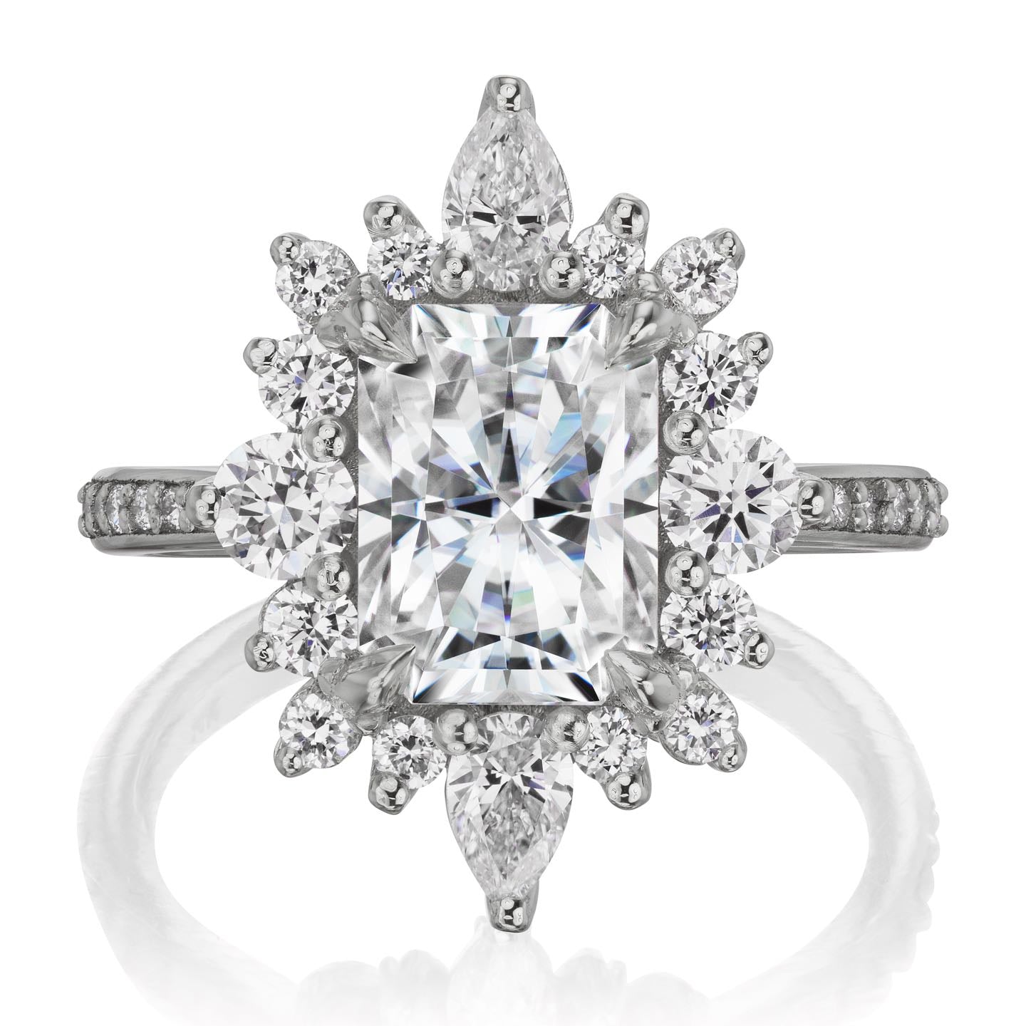 ・TALIA・Radiant Moissanite Center, Diamond Halo (3.55ctw+)
