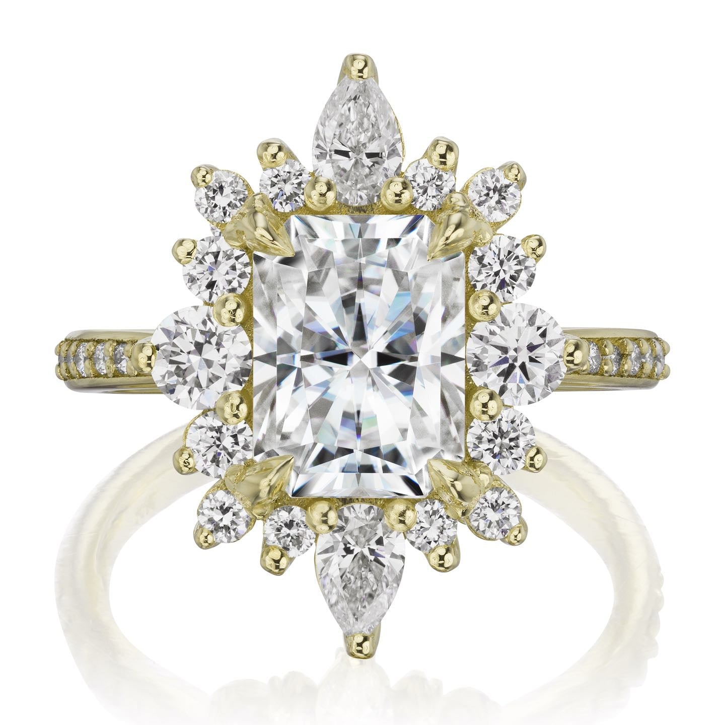 ・TALIA・Radiant Moissanite Center, Diamond Halo (3.55ctw+)