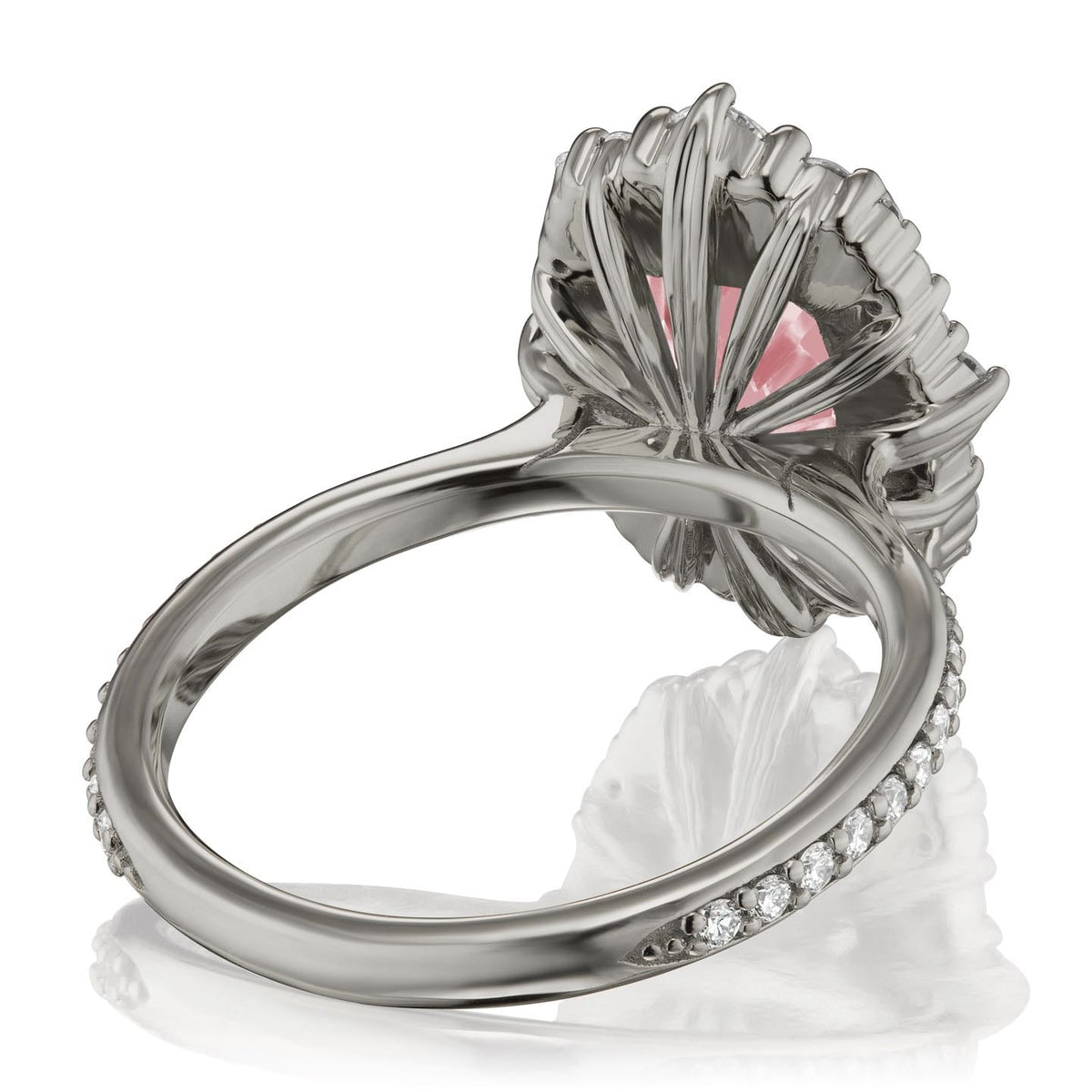 ・ADELINE・Radiant Peach Sapphire Center, Diamond Halo (3.38ctw+)