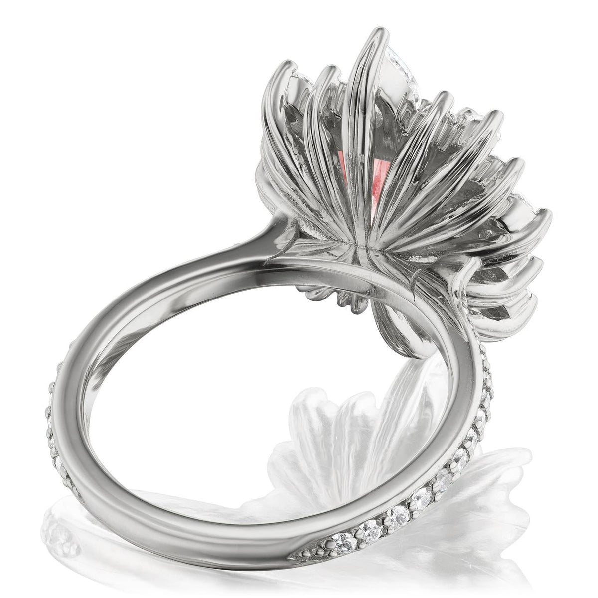 ・TALIA・Radiant Peach Sapphire Center, Diamond Halo (3.75ctw+)