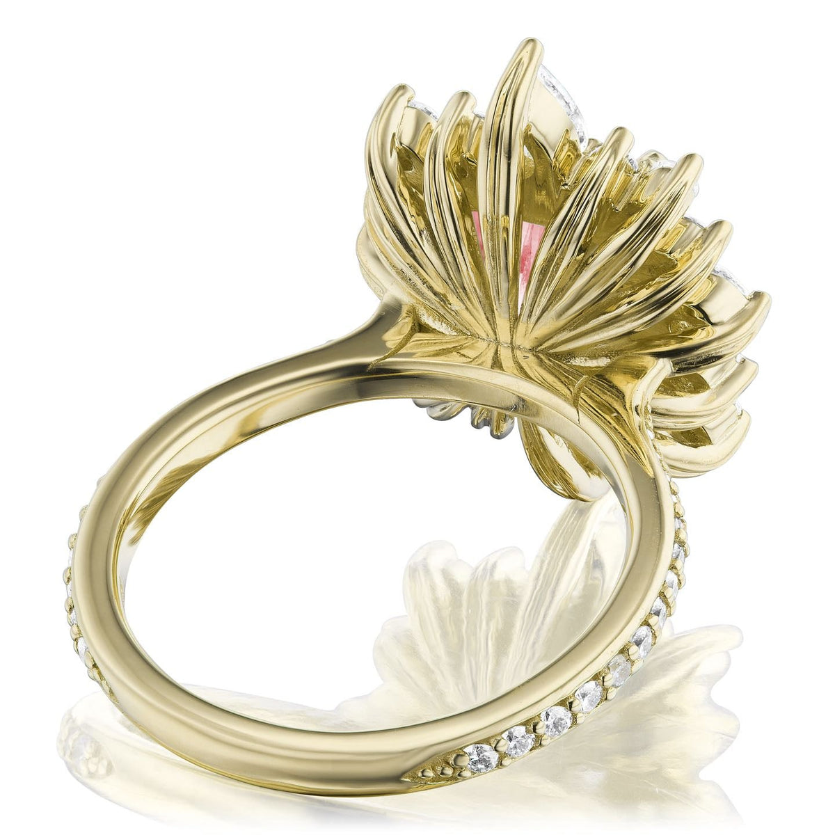 ・TALIA・Radiant Peach Sapphire Center, Diamond Halo (3.75ctw+)