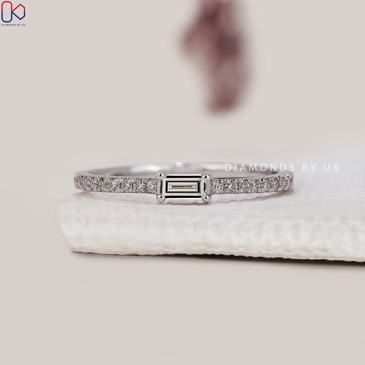 Half Eternity Baguette And Round Diamond Band