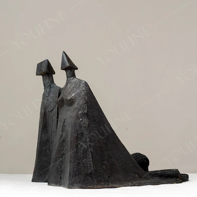 Abstract Cloaked Figures Bronze Sculpture