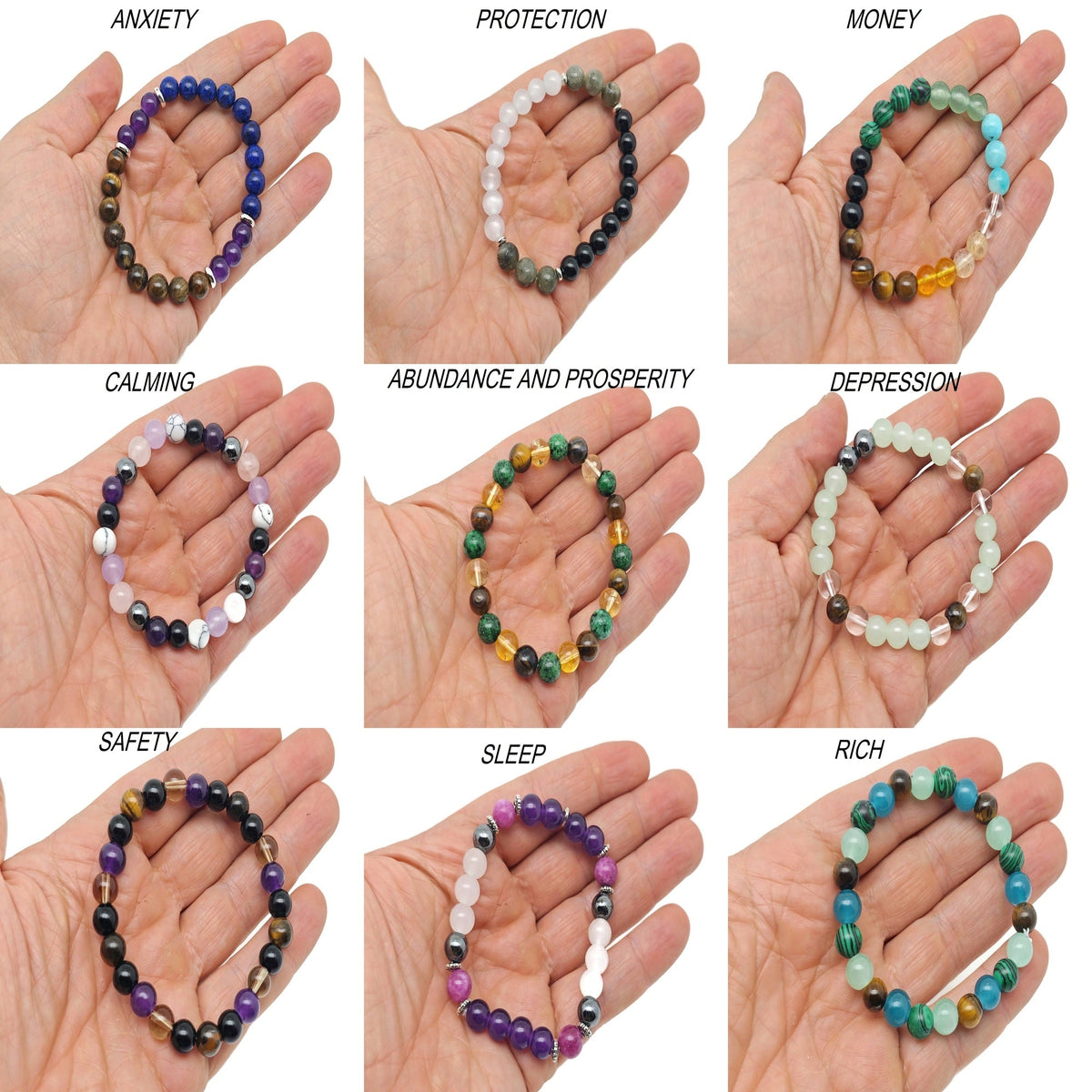 Intention Bracelet Crystal - Choose Your Bracelet - Handmade Men&Women Stretchy Bracelet - MIX