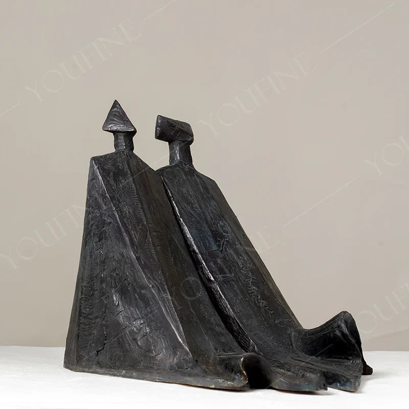 Abstract Cloaked Figures Bronze Sculpture