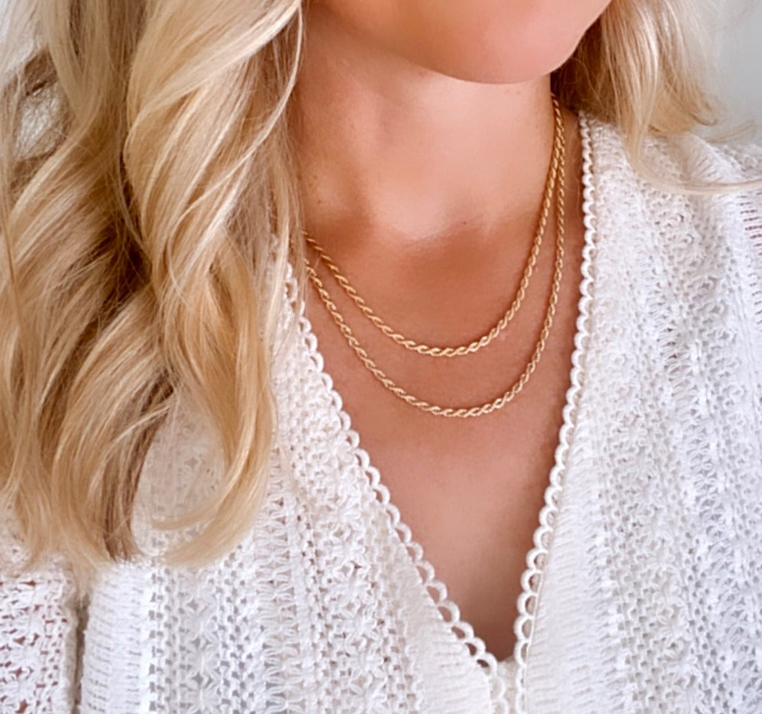 Gold Filled Rope Chain Necklace Thick Twist Chain Layering Chains for Women Minimalist Gold Necklace Christmas Gift Simple Everyday Chains