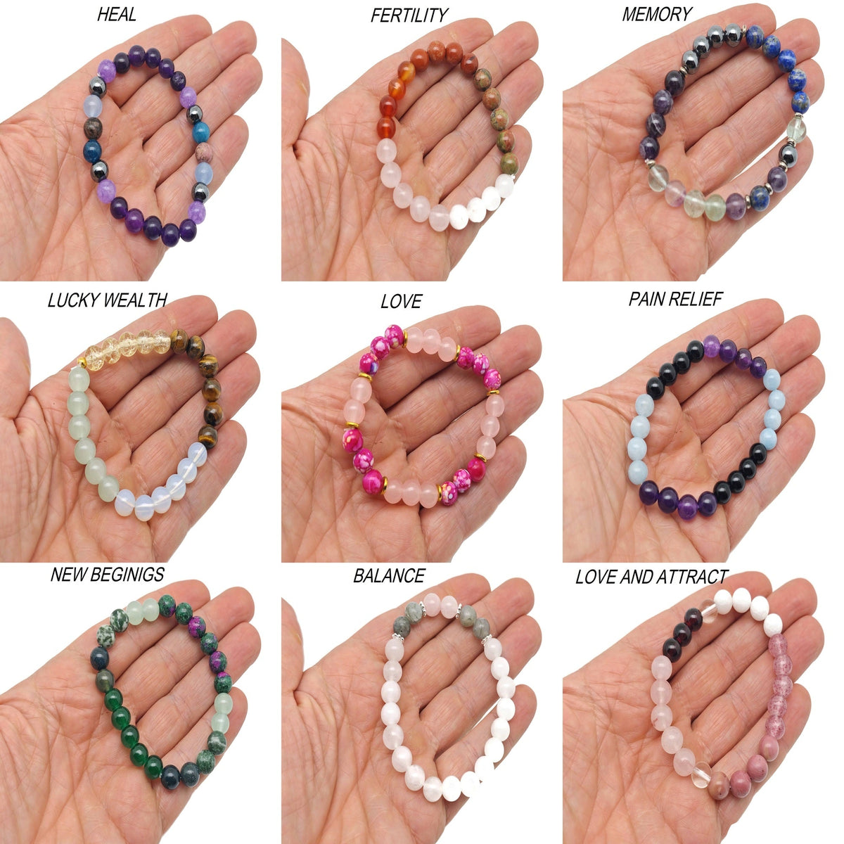 Intention Bracelet Crystal - Choose Your Bracelet - Handmade Men&Women Stretchy Bracelet - MIX