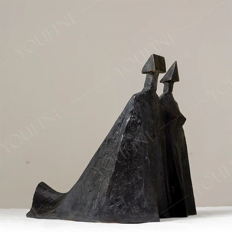 Abstract Cloaked Figures Bronze Sculpture
