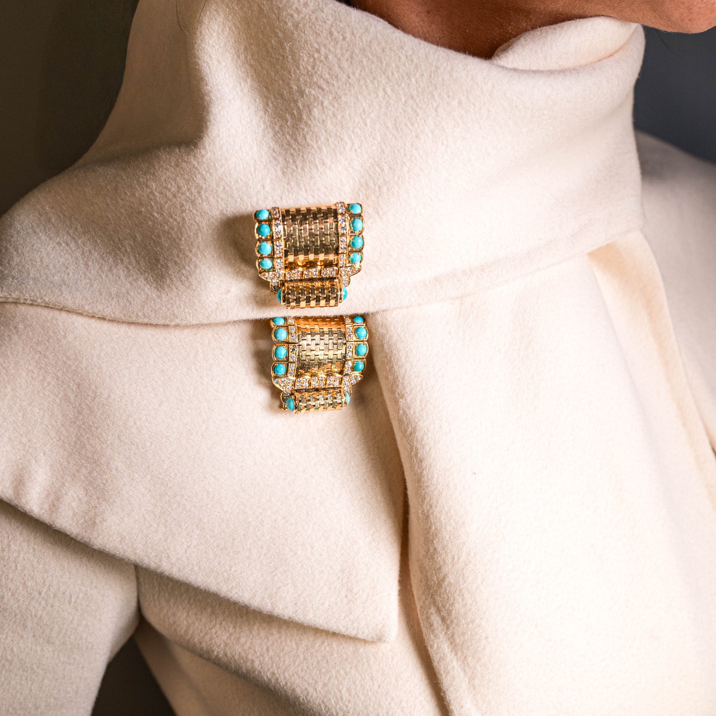 Van Cleef & Arpels Paris Pair of "Ludo Briquette" Brooches