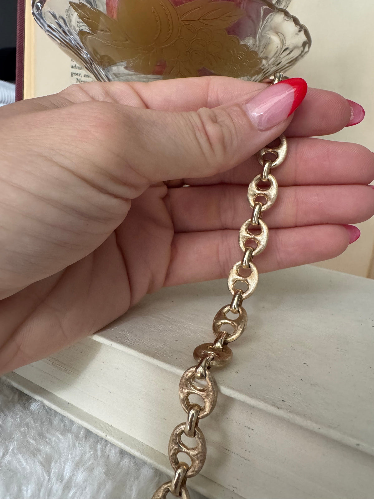 Vintage 14k Puffy Brushed Mariner Link Bracelet