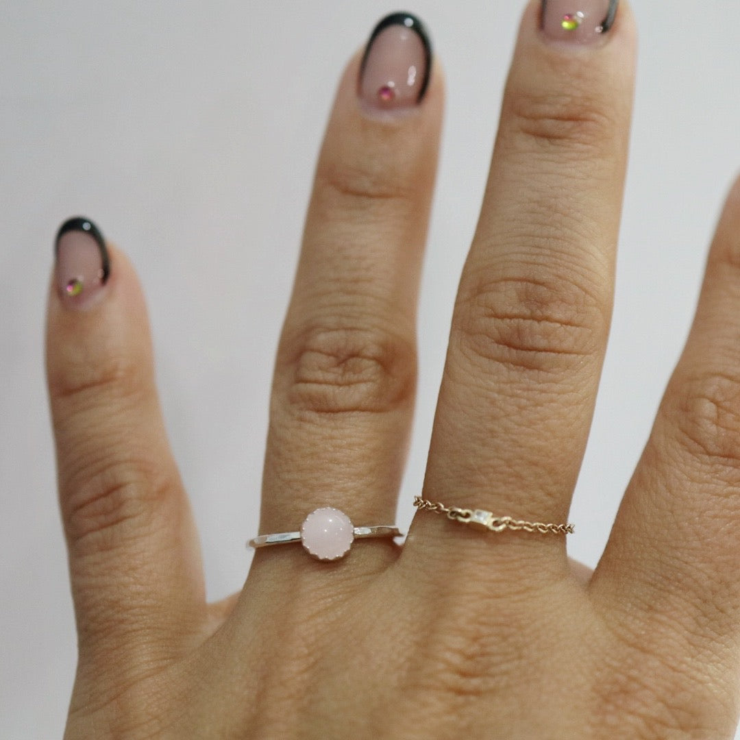 Rose Quartz and Sterling Silver Gemstone Stacking Ring