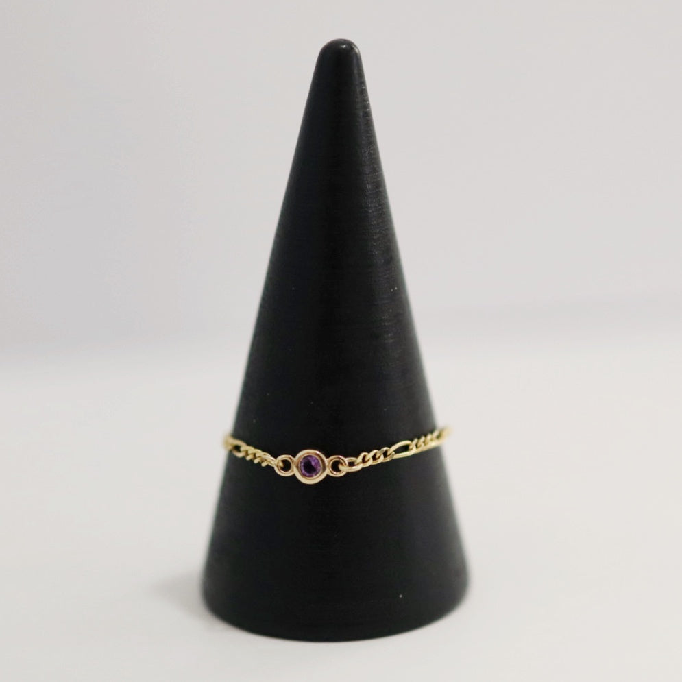 Amethyst and chain ring in  14 Karat Yellow Gold / Ready to Ship size 10.5 (can be made smaller)
