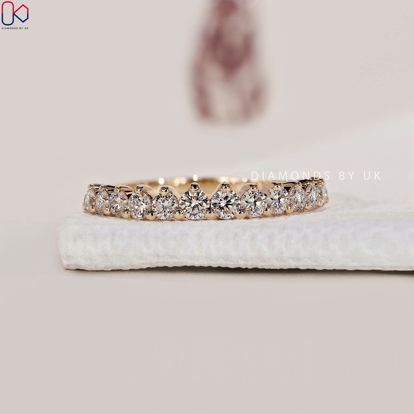 Round Cut Lab Grown Half Eternity Band