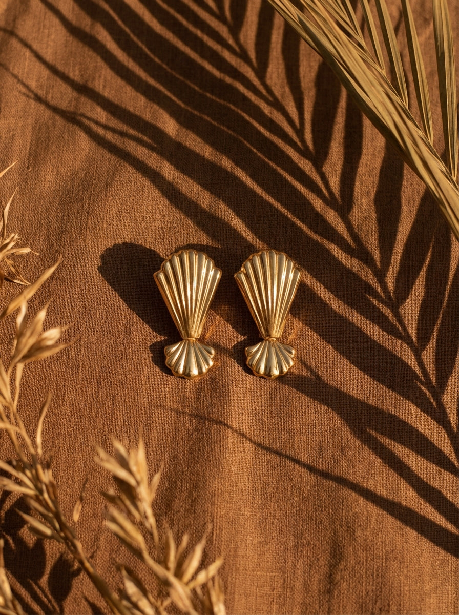 Boucles d'oreilles Mes Coquillages | Puces Dorées Coquillage – Univers Aquatique