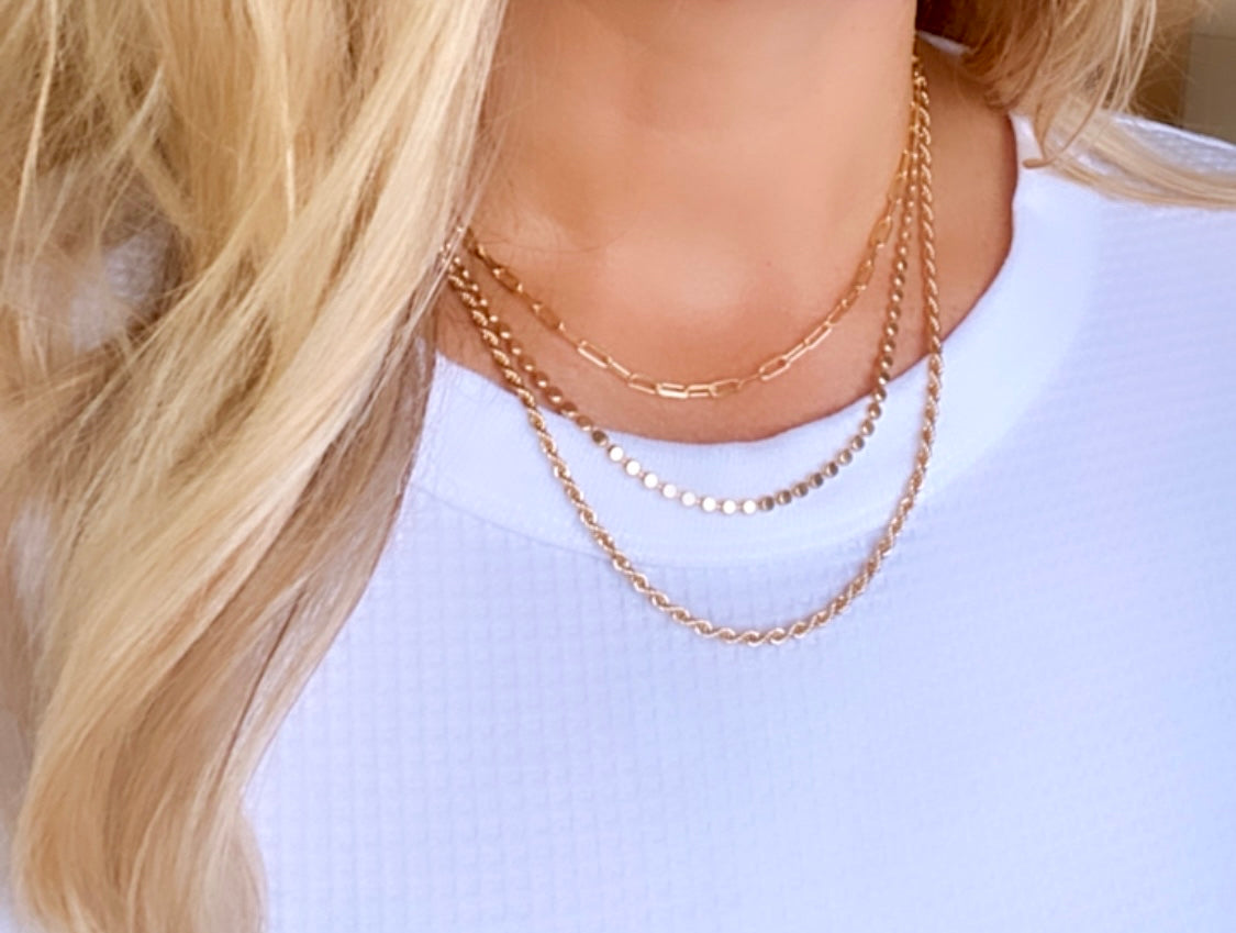 Gold Filled Layering Chain Necklaces for Women Minimalist Necklace Rope Chain Thick Paperclip Dot Chain Everyday Necklace Christmas Gifts