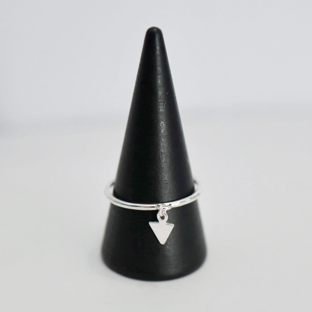 Charm Triangle Ring in Sterling Silver; Triangle Charm Stacking Ring