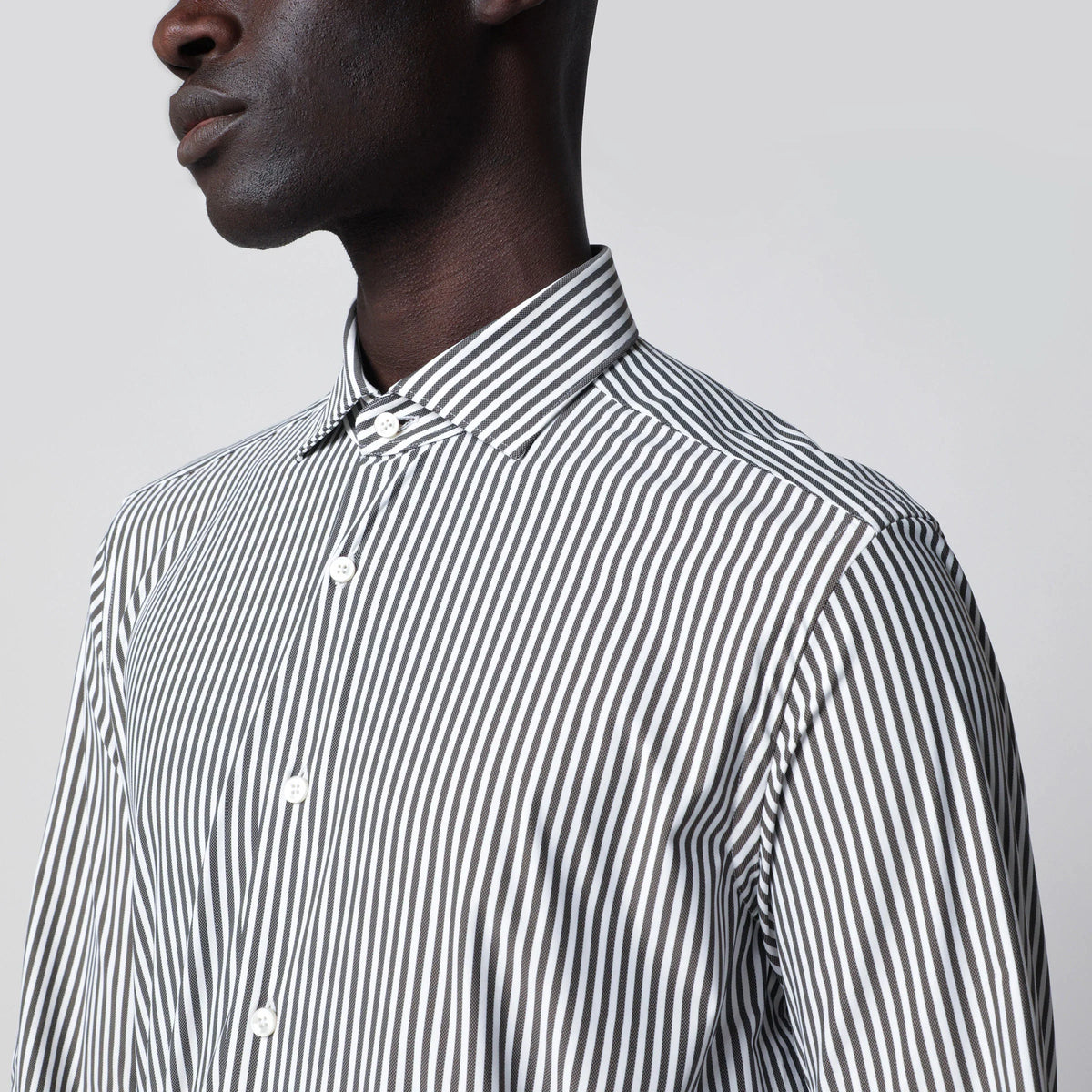 XACUS - White Active Striped Tailor Fit Shirt