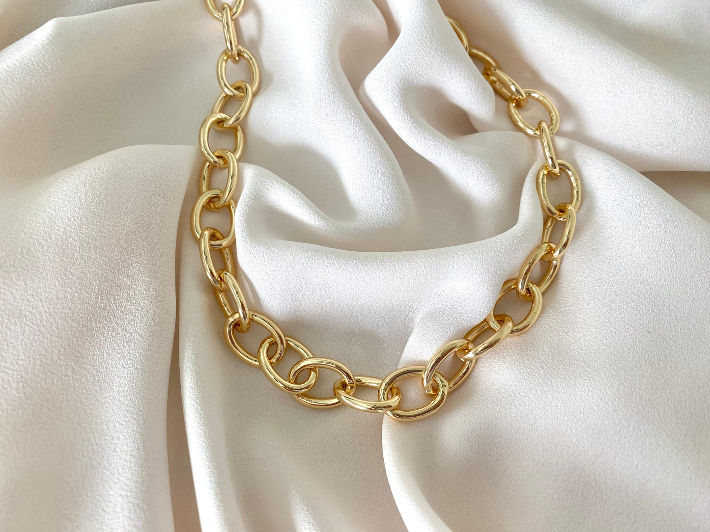 Gold Filled Chunky Oval Link Chain Necklace - Statement Necklace