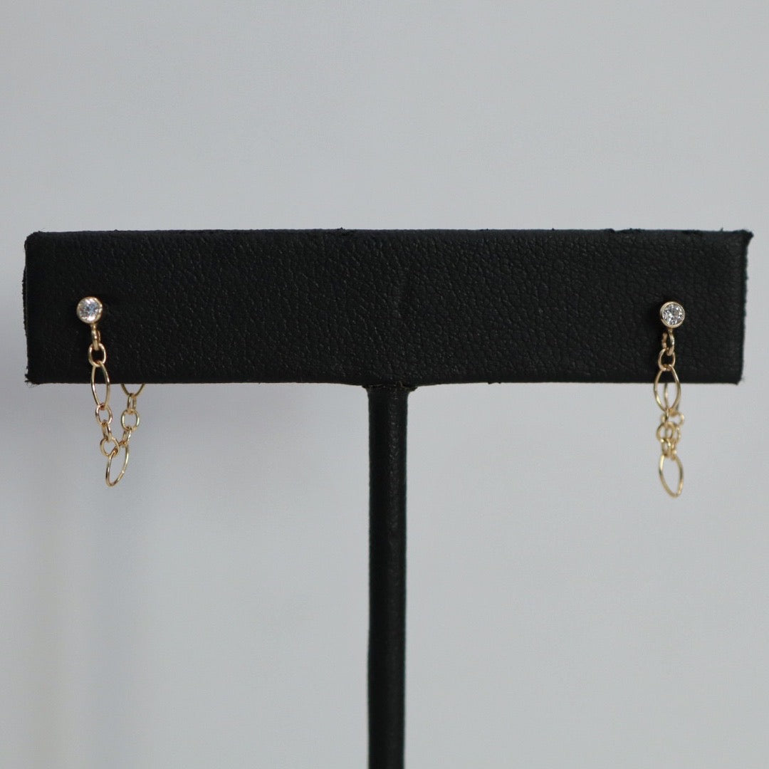 Cubic Zirconia Chain Drop Earrings in 14 karat Gold Fill