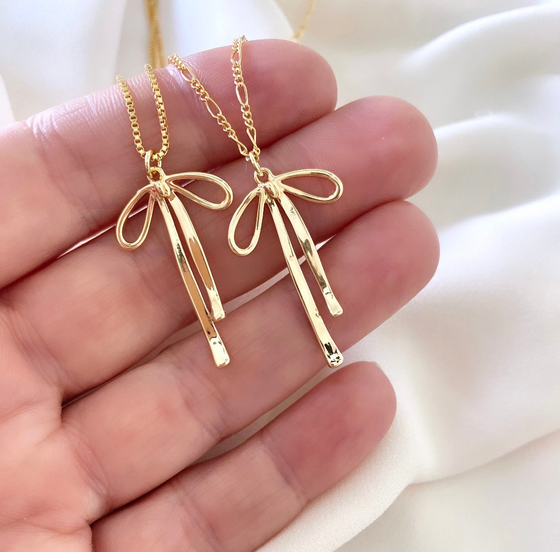 Gold Filled Ribbon Pendant Necklace - Girlfriend Gift Idea