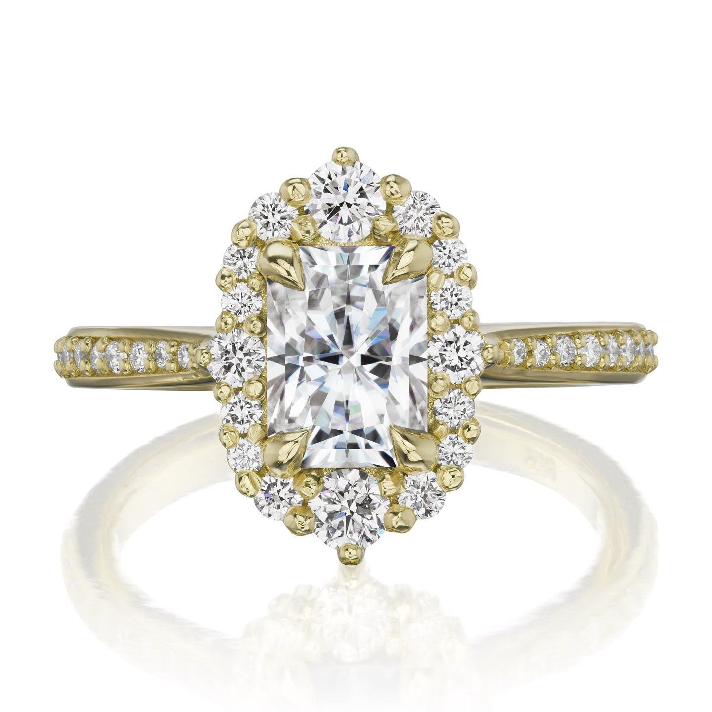 ・ADELINE・Radiant Moissanite Center, Diamond Halo (1.53ctw+)