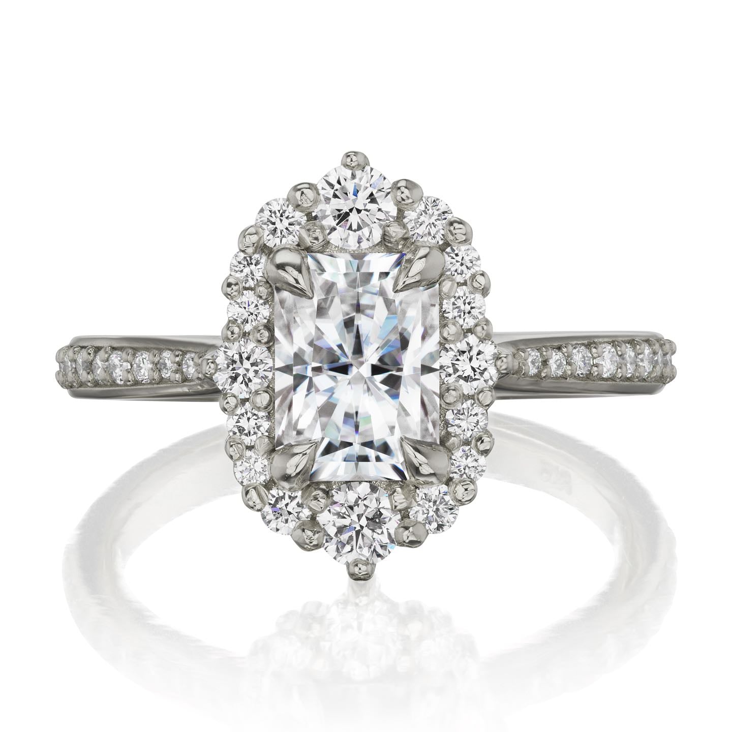 ・ADELINE・Radiant Moissanite Center, Diamond Halo (1.53ctw+)
