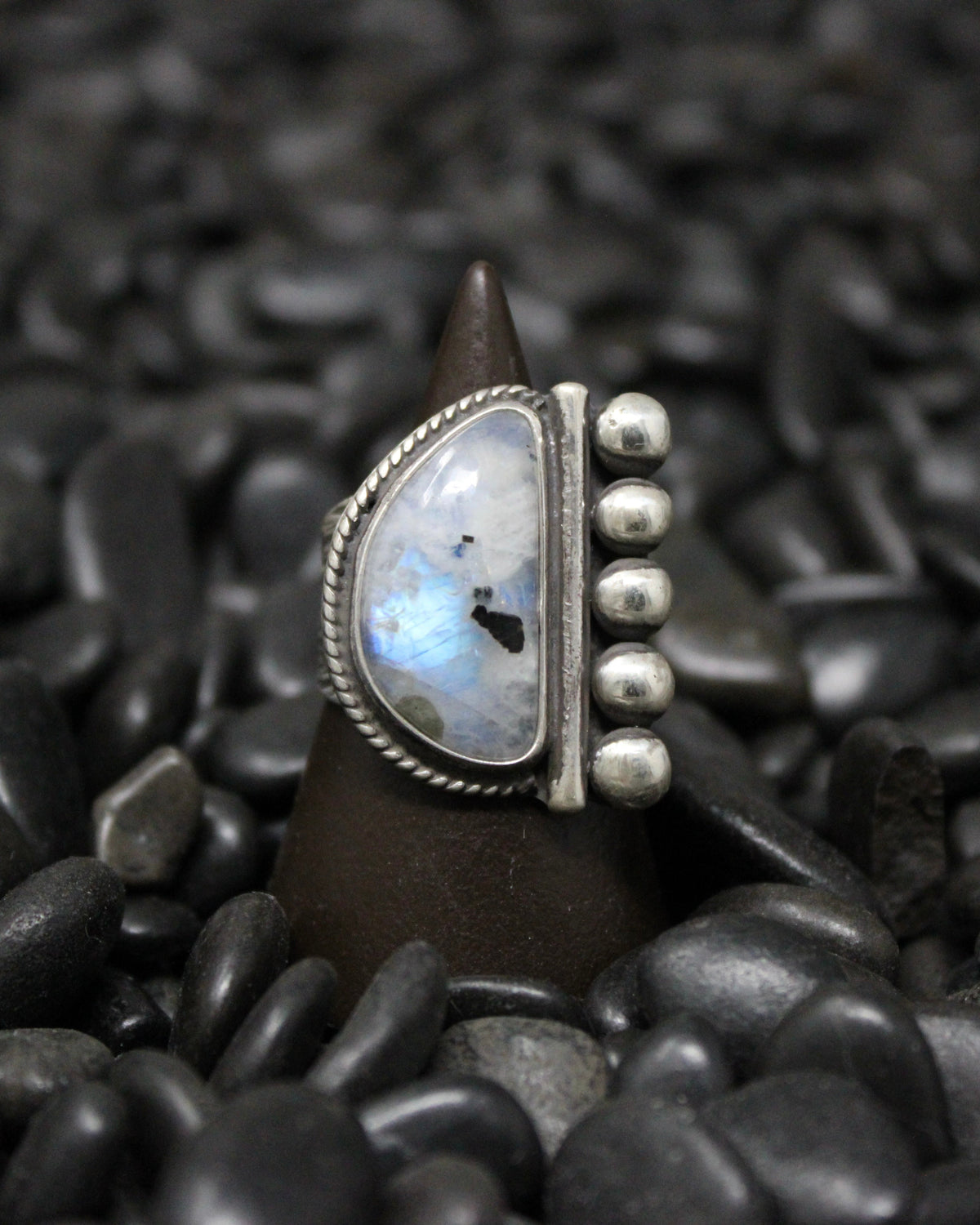 Dotted Moonstone Ring size 7.75