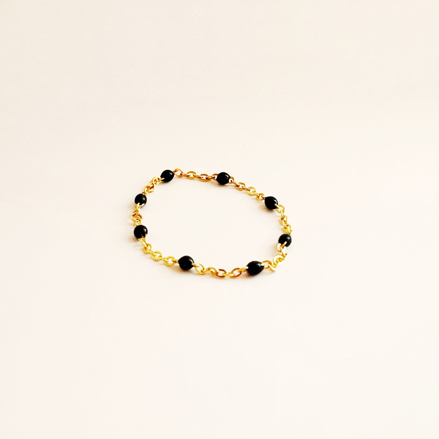 Black and gold chain ring in  14 Karat Yellow Gold / Ready to Ship size 12.5 (can be made smaller)
