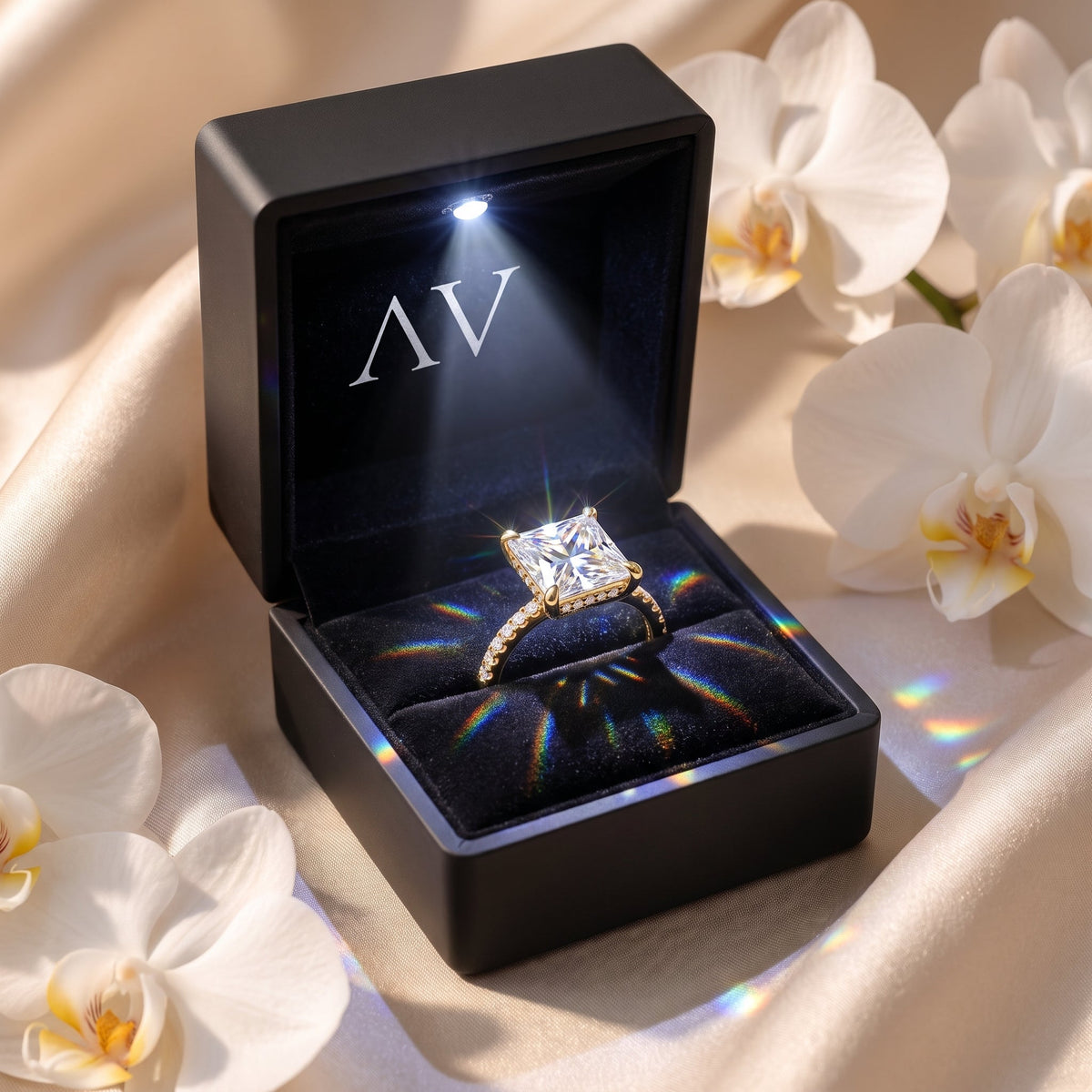 The Opaline - 5CT Princess Cut Pavé Solitaire Ring