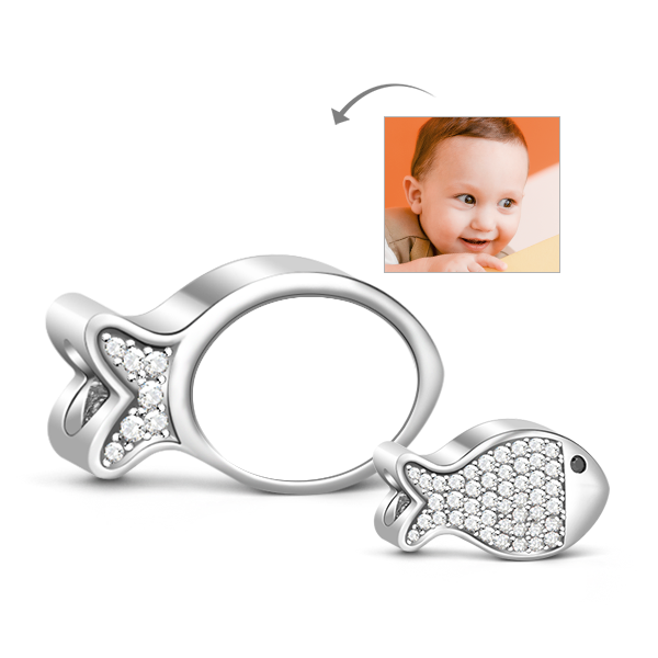 Gnoce Cute Fish Photo Charm Platinum-plated Silver Blend