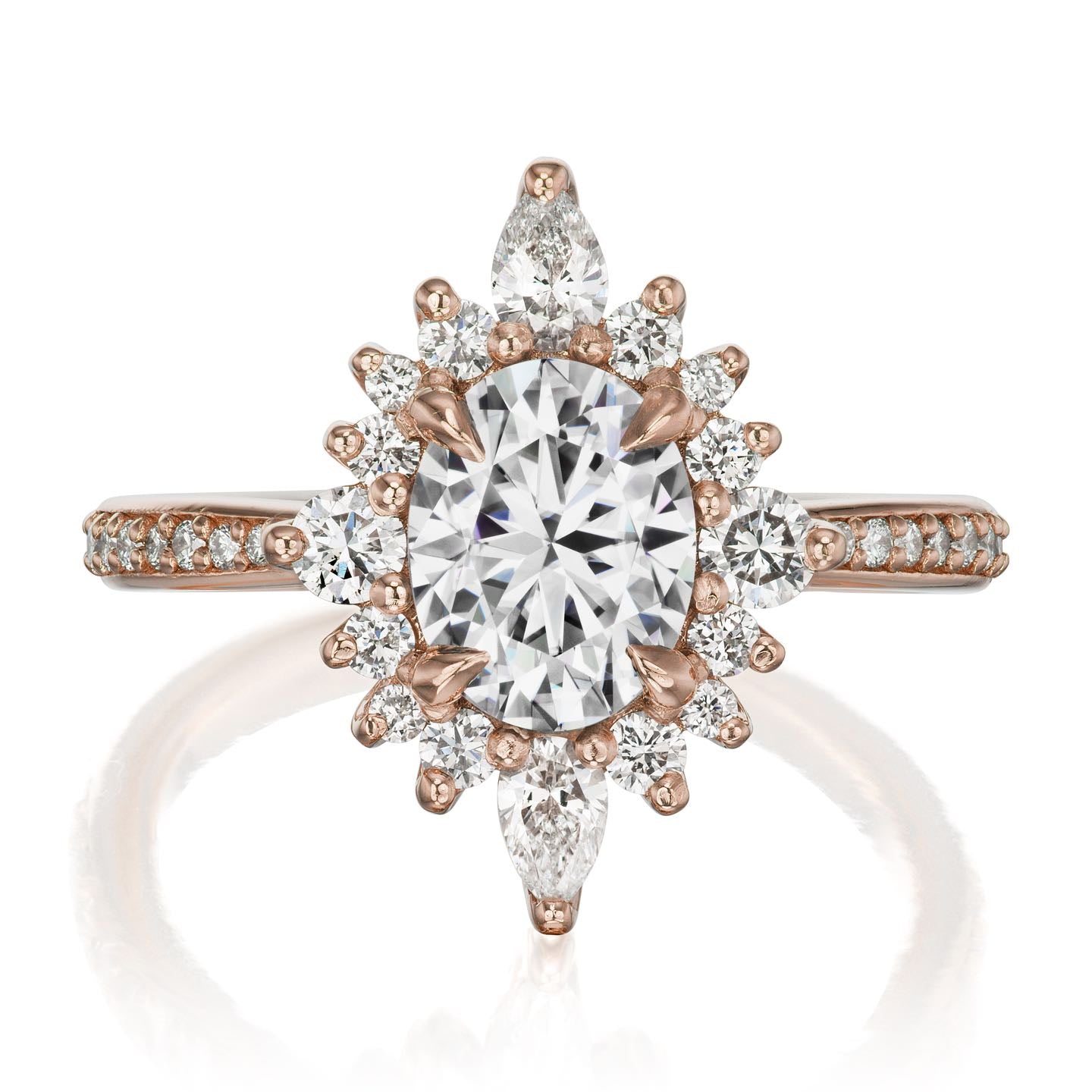 ・ANIKA・Oval Moissanite Center, Diamond Halo (1.98ctw+)