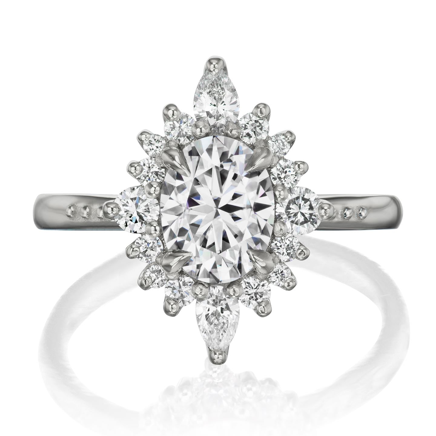 ・ANIKA・Oval Moissanite Center, Diamond Halo (1.98ctw+)