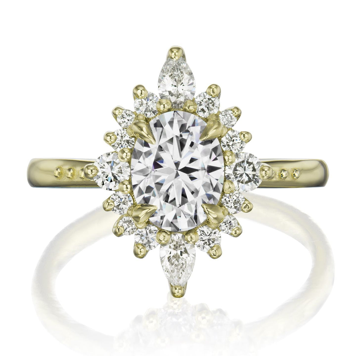 ・ANIKA・Oval Moissanite Center, Diamond Halo (1.98ctw+)