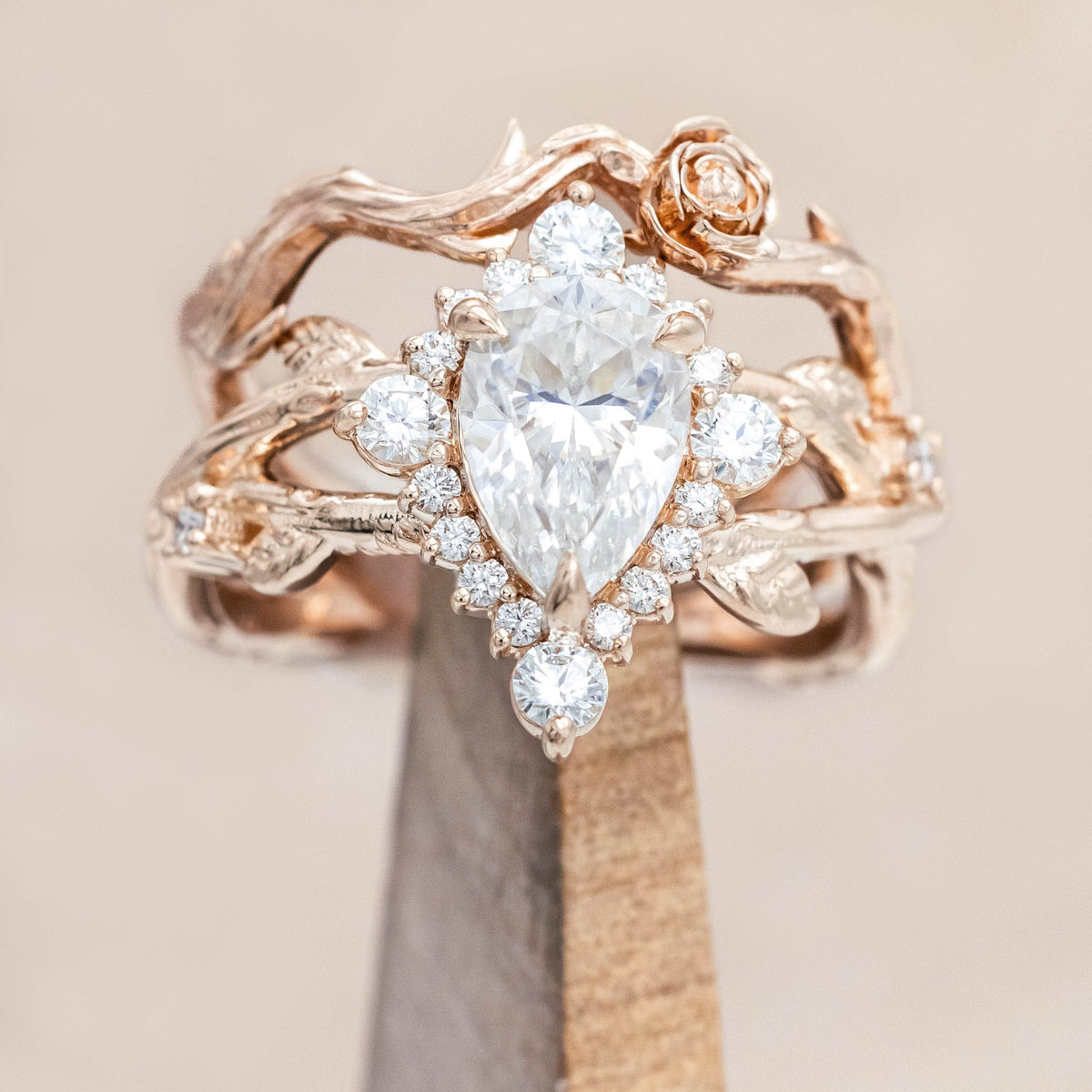 "Artemis On The Vine Divine" - Moissanite Engagement Ring With Diamond Accents & A Branch-Style Band