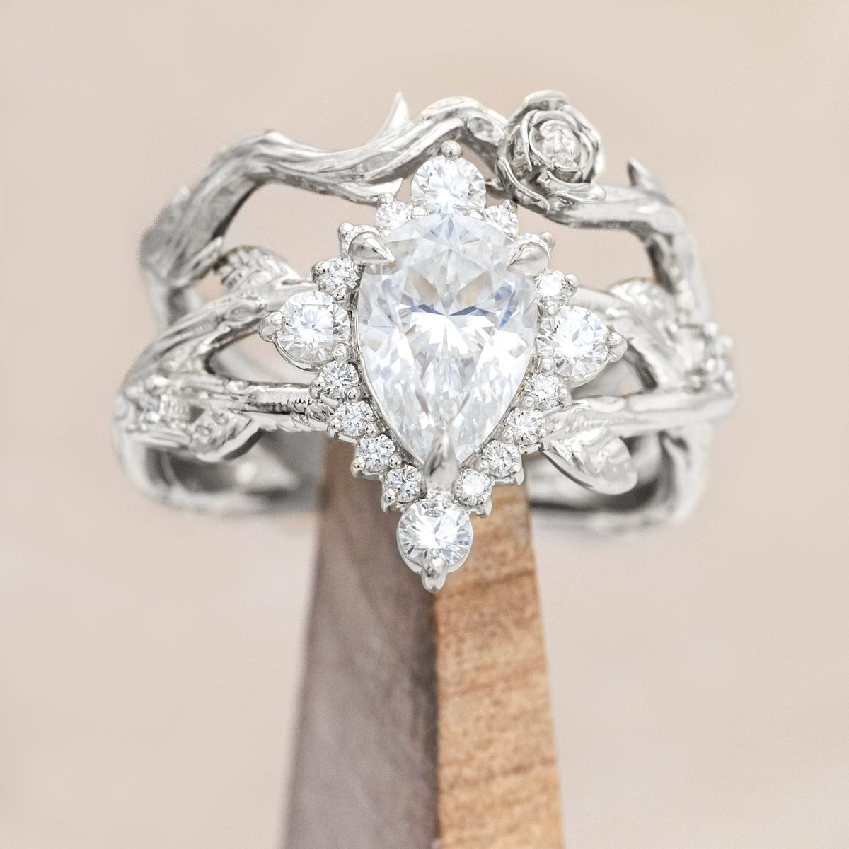 "Artemis On The Vine Divine" - Moissanite Engagement Ring With Diamond Accents & A Branch-Style Band