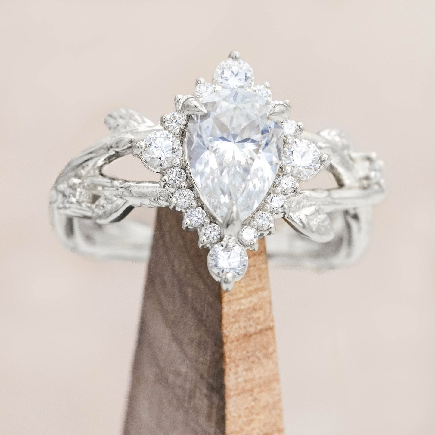 "Artemis On The Vine Divine" - Moissanite Engagement Ring With Diamond Accents & A Branch-Style Band
