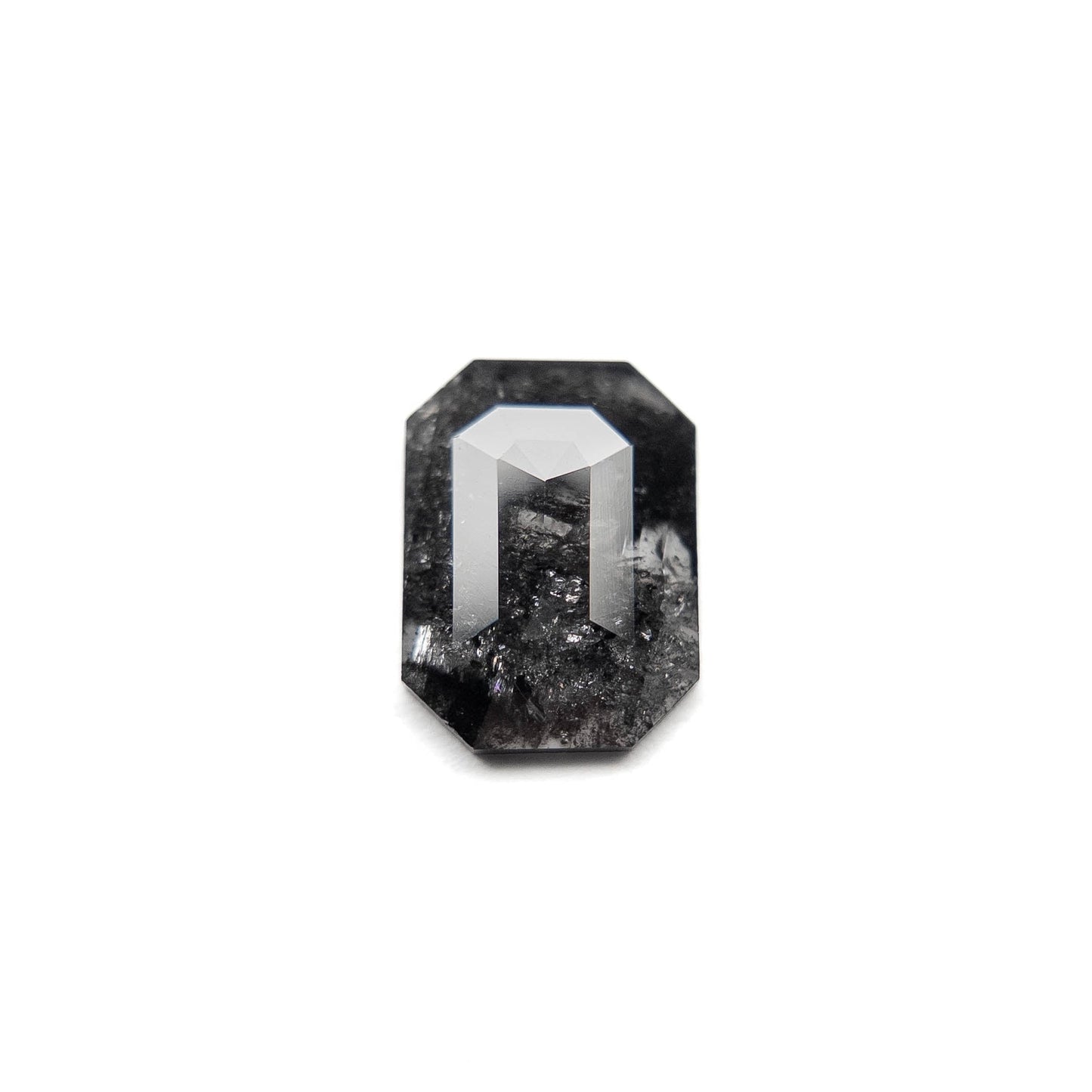 1.29 Carat Black Salt and Pepper Rose Cut Emerald Diamond