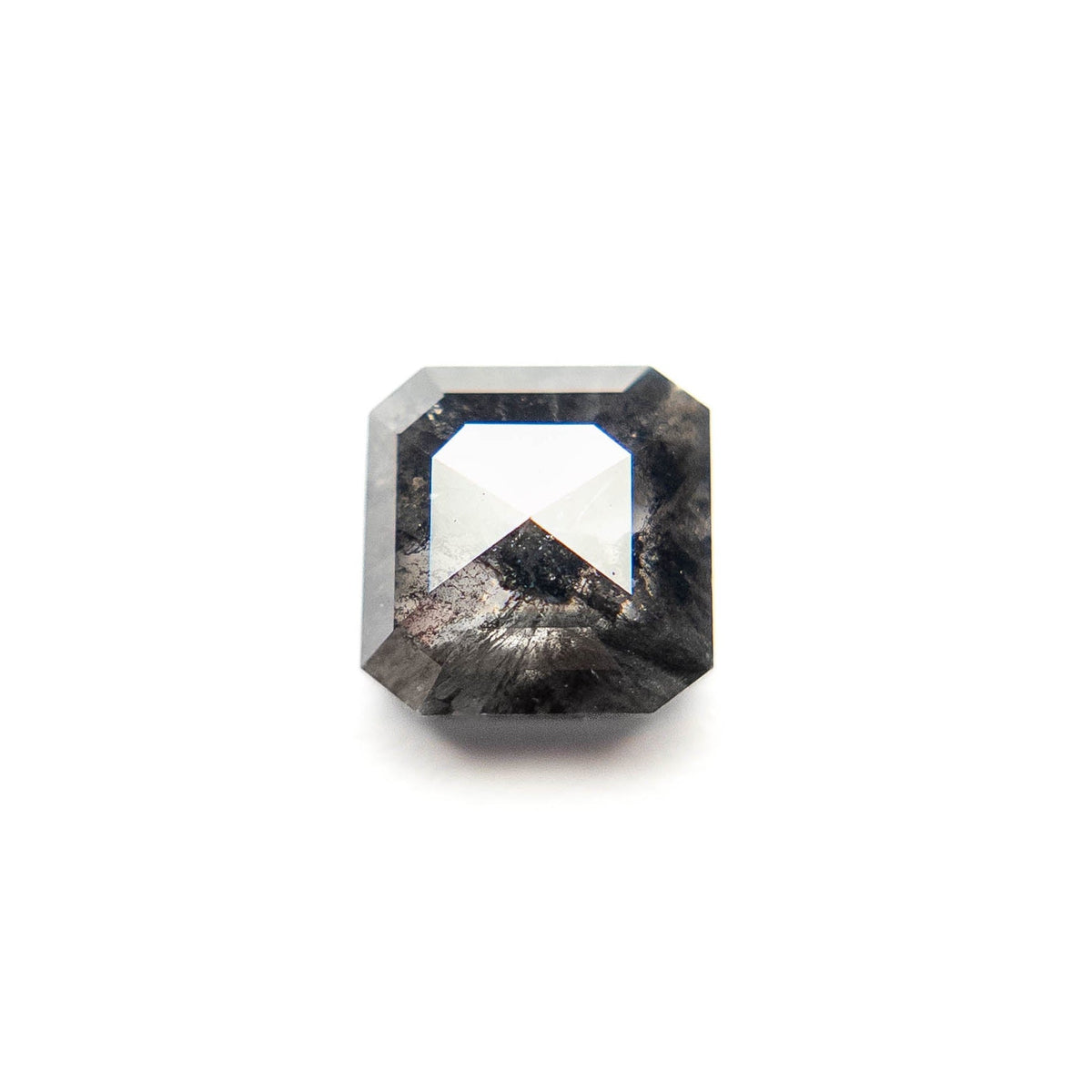 1.79 Carat Black Salt and Pepper Rose Cut Asscher Diamond