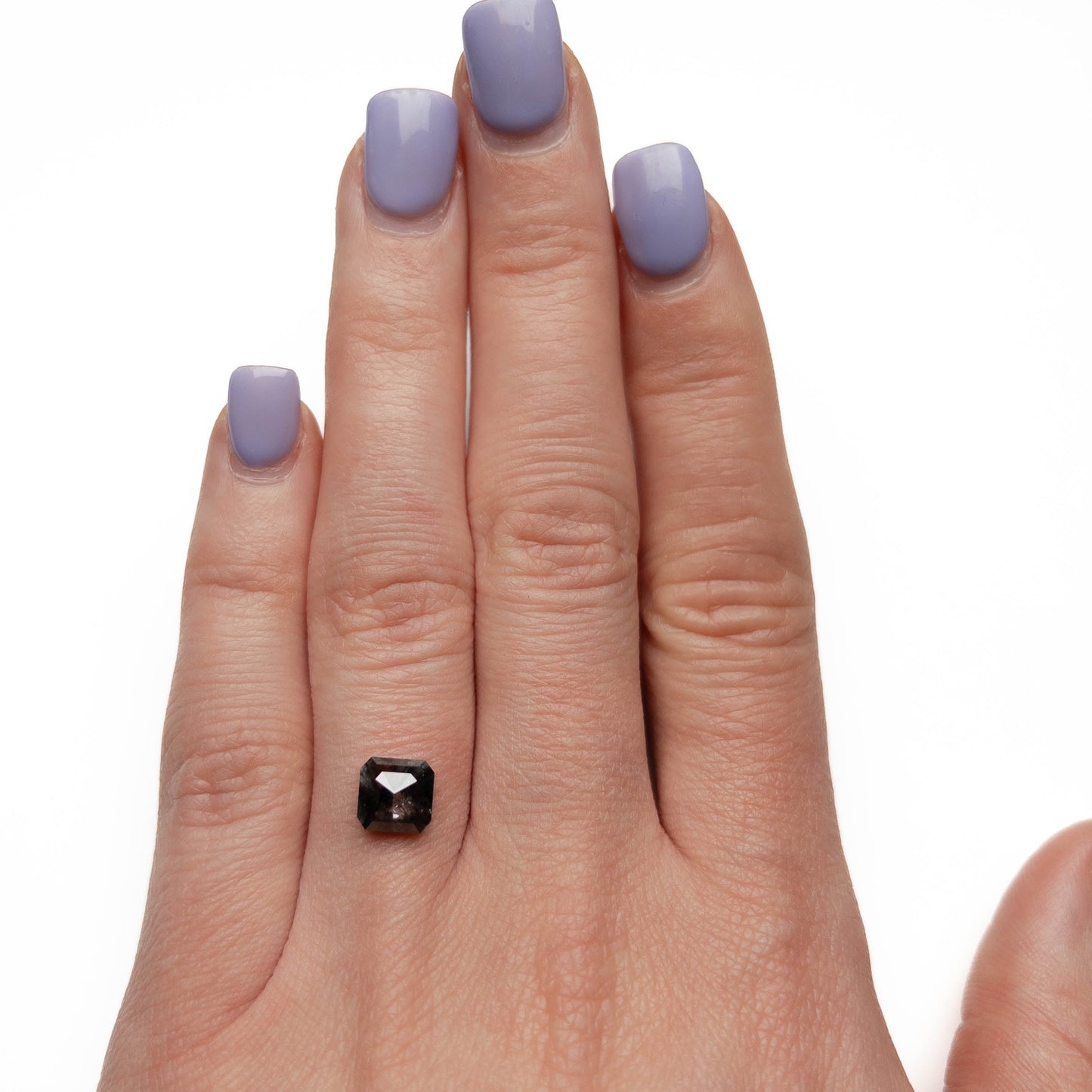 1.79 Carat Black Salt and Pepper Rose Cut Asscher Diamond