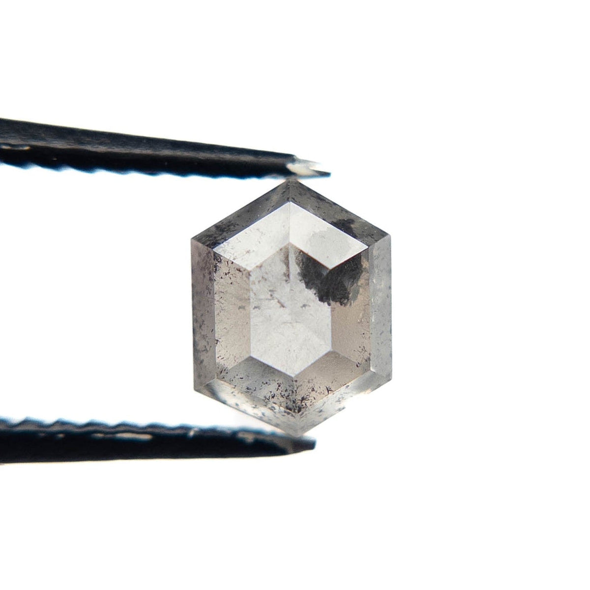 1.32 Carat Icy Salt and Pepper Double Cut Hexagon Diamond