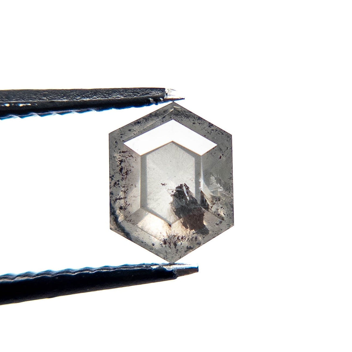 1.32 Carat Icy Salt and Pepper Double Cut Hexagon Diamond
