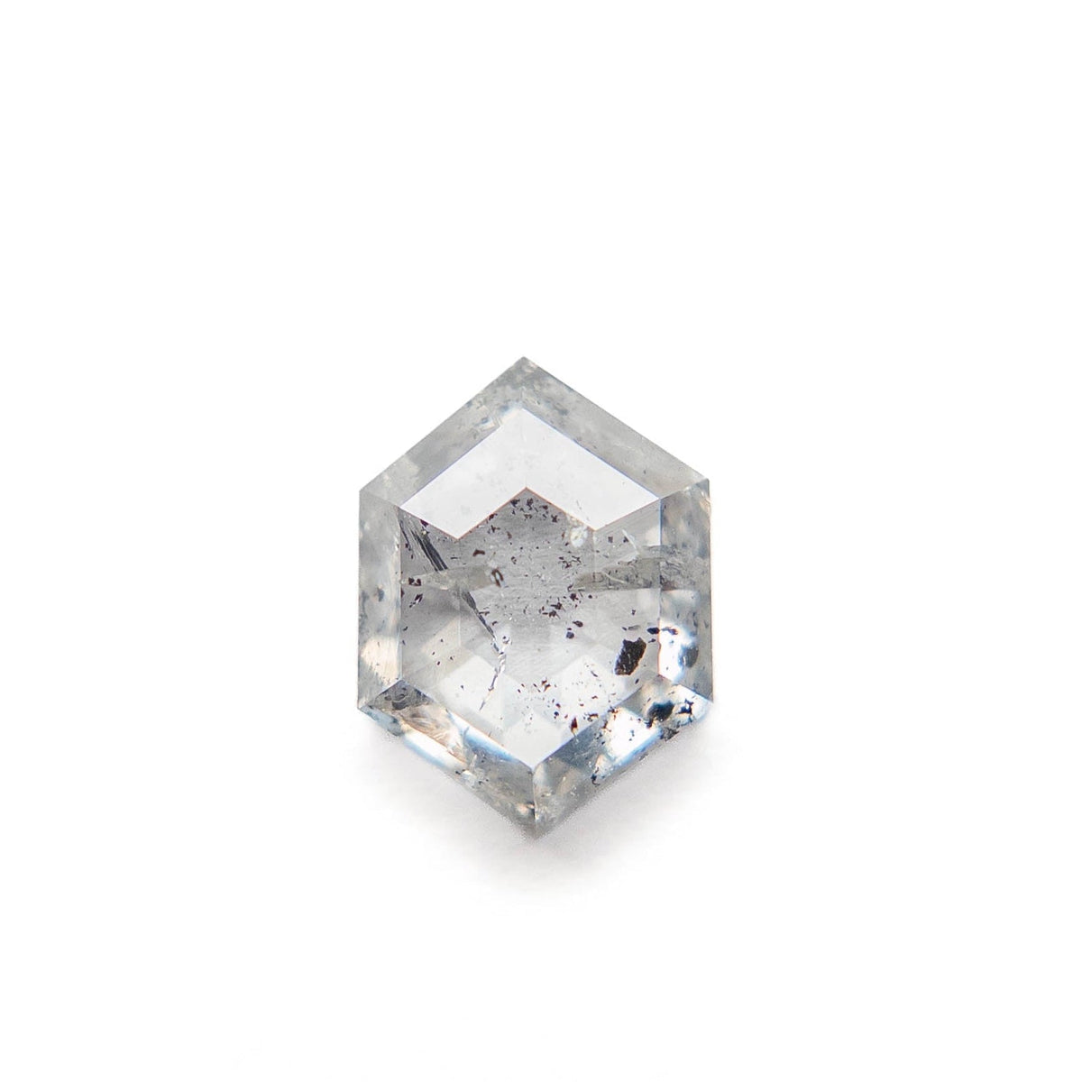 1.47 Carat Icy Salt and Pepper Rose Cut Hexagon Diamond