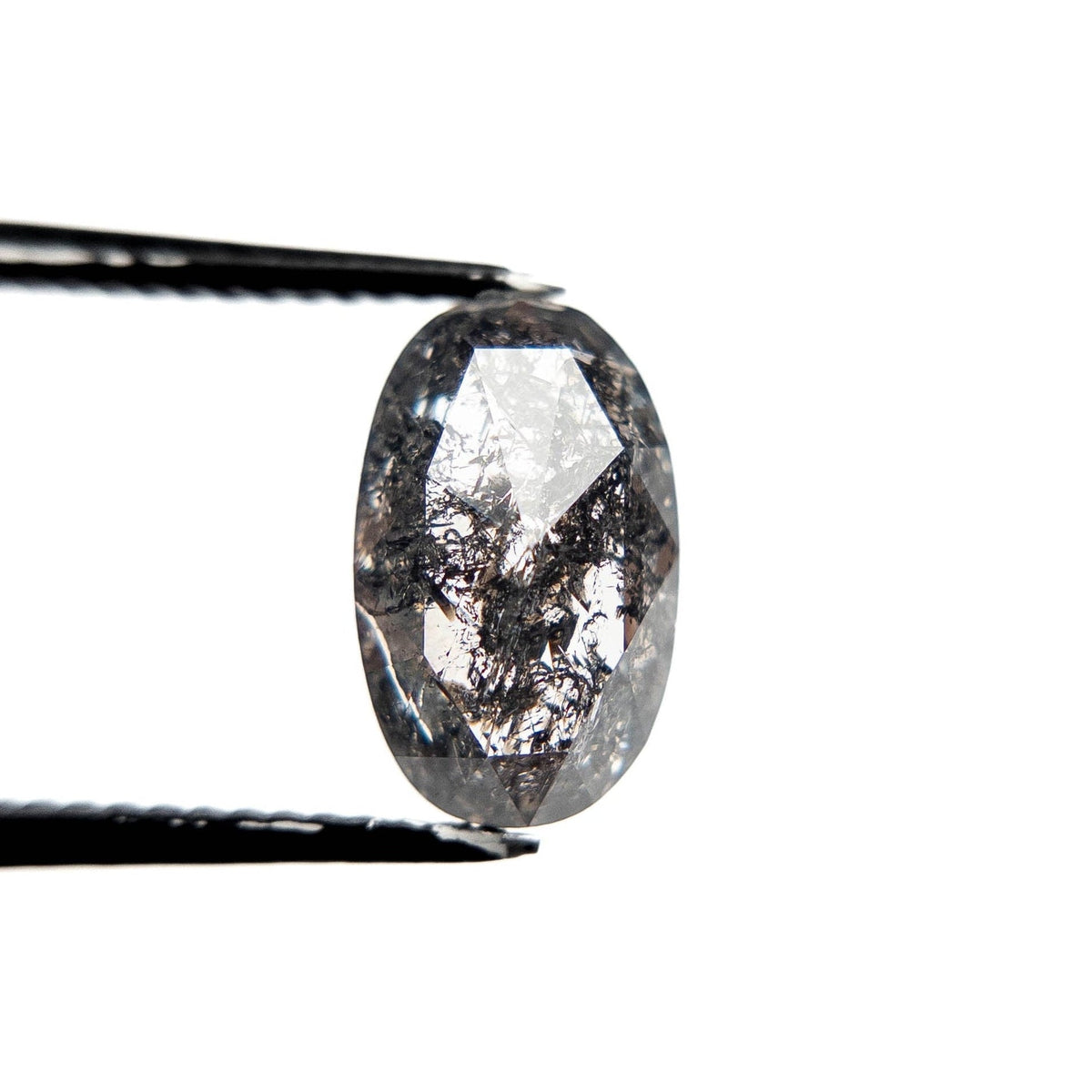 2.67 Carat Salt and Pepper Rose Cut Oval Diamond