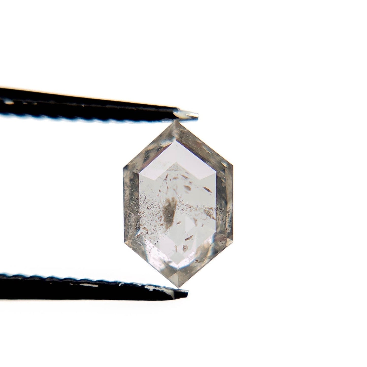 1.19 Carat Icy Salt and Pepper Rose Cut Hexagon Diamond
