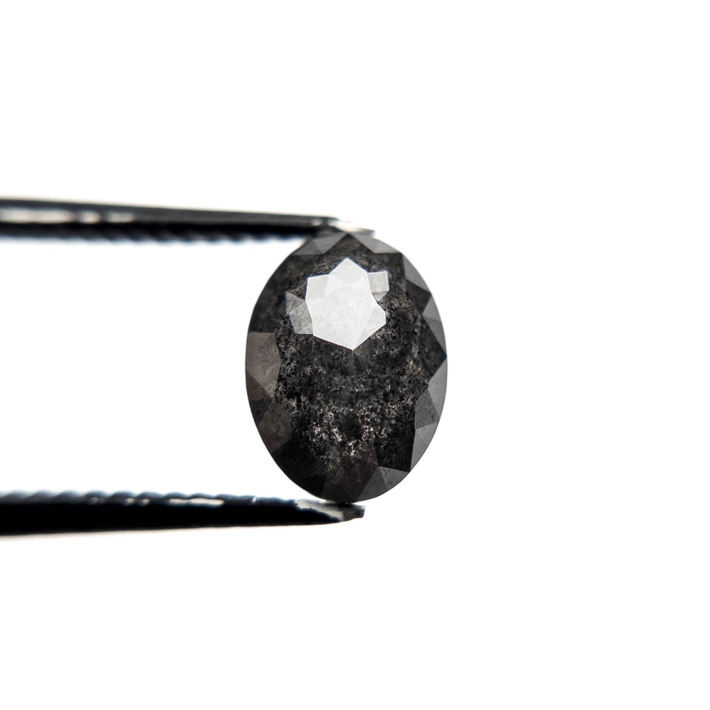 1.74 Carat Black Rose Cut Oval Diamond